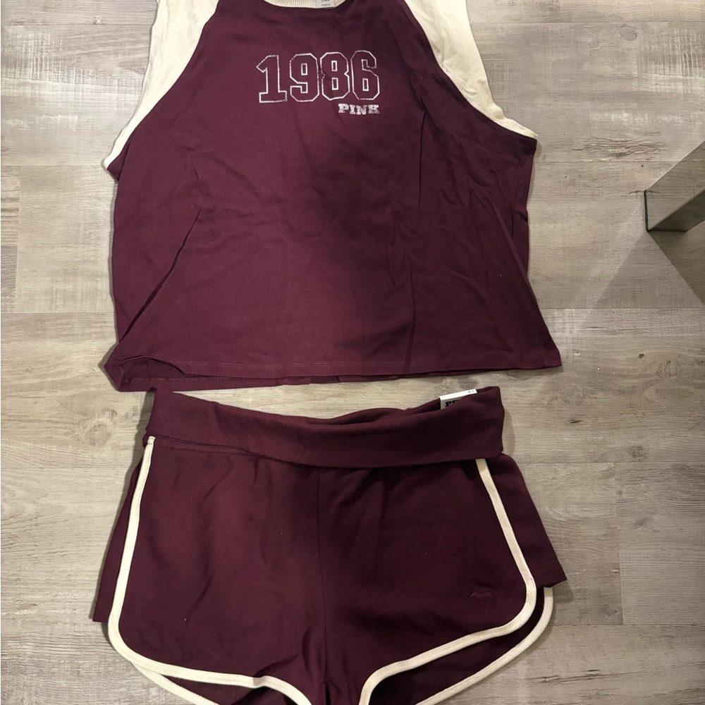 PINK Maroon Tank & Shorts Set - 1986 Logo